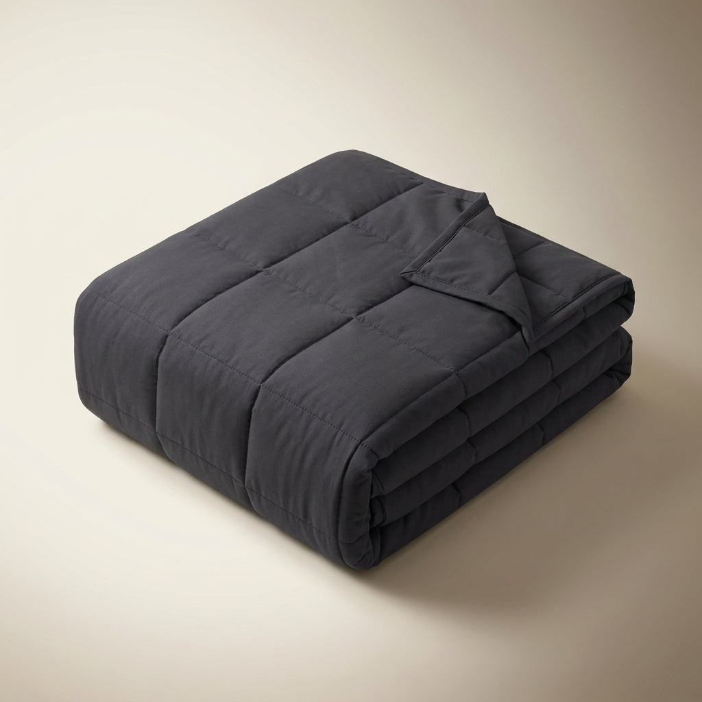 Couverture lestée lisse LESTAE pliée, gris foncé