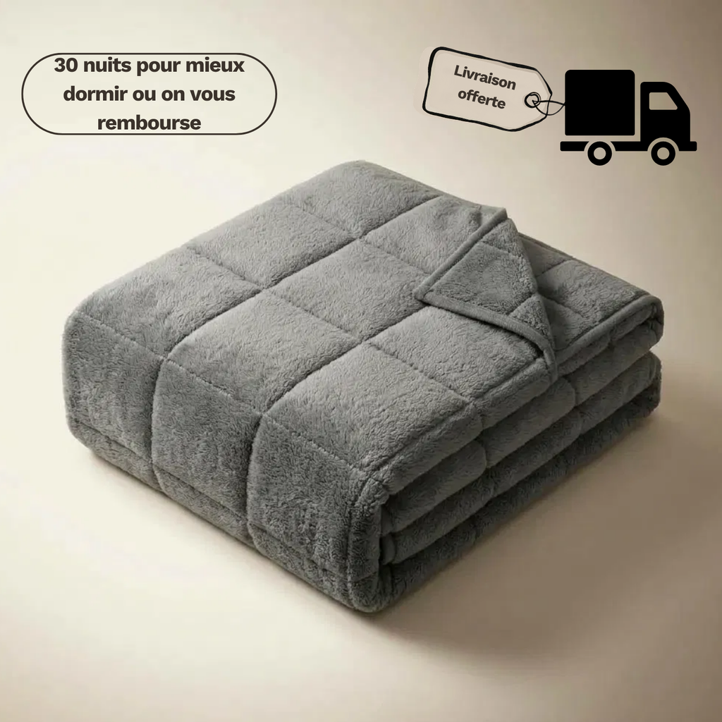Couverture lestée douce pour adulte LESTAE pliée, gris, garantie 30 nuits et livraison offerte