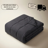 Couverture lestée lisse pour adulte LESTAE pliée, gris foncé, garantie 30 nuits et livraison offerte