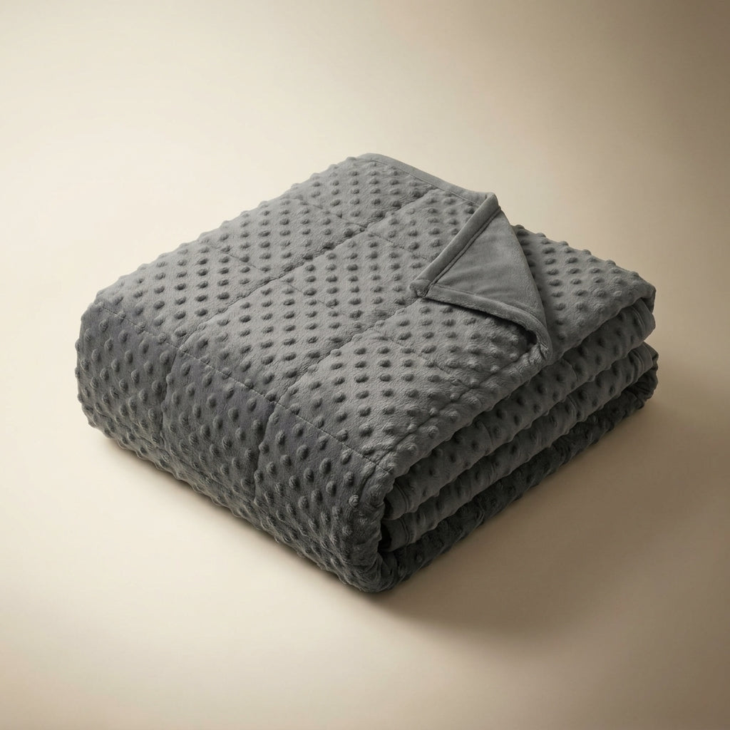 Couverture lestée réversible pour adulte pliée, gris foncé
